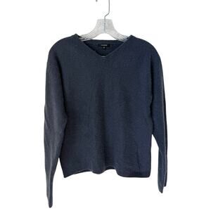 Prague 100% Cashmere V-Neck Blue Sweater Top Size Medium